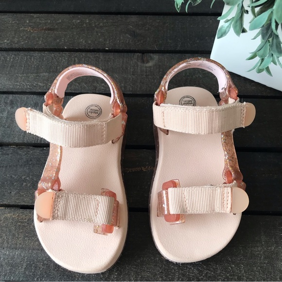 Wonder Nation Toddler Girls Glitter Nature Pink Sandal Size 9 - Picture 4 of 9